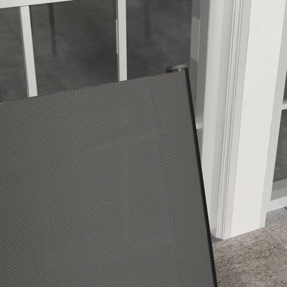 5 Pieces Garden Dining Set with Glass Top Dining Table, Outdoor Umbrella Hole Table and 4 Armchairs w/ Breathable Mesh Fabric Seats