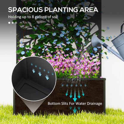 Metal Raised Garden Bed with Trellis, Outdoor Elevated Planter Box