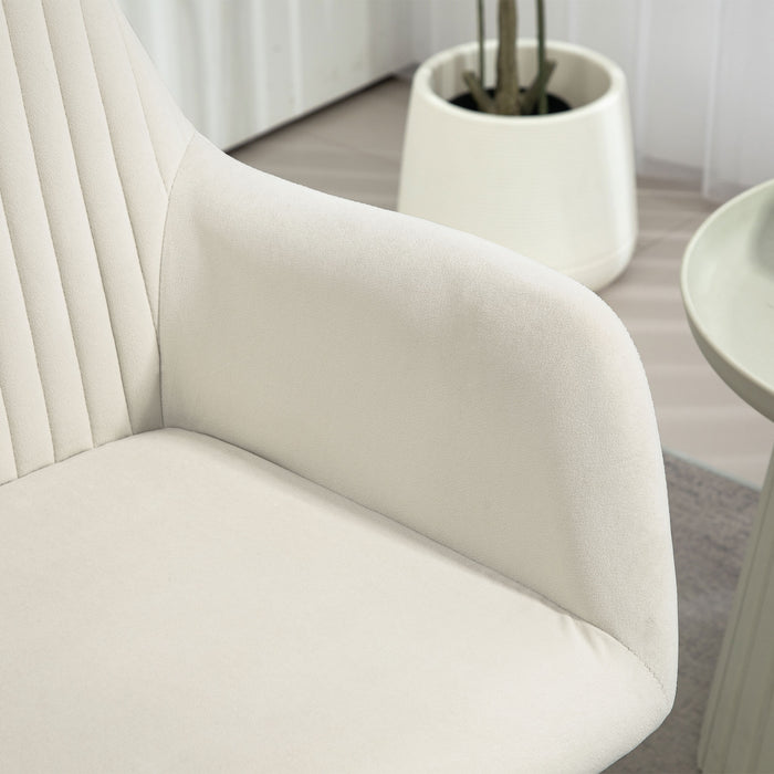 Modern Accent Chair Velvet-Touch Upholstered Armchair Cream White