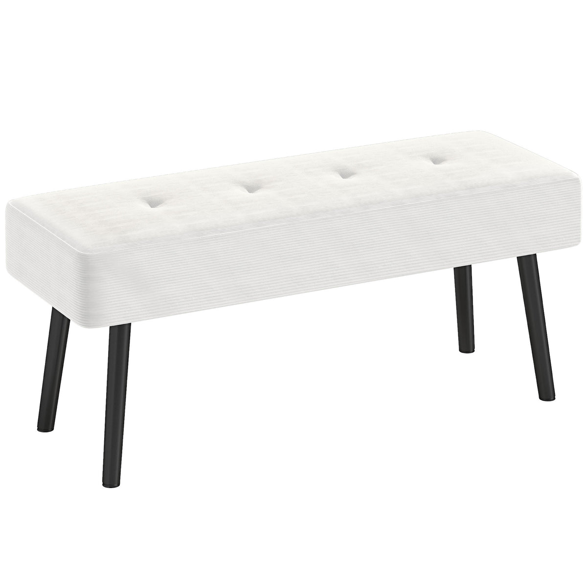 End of Bed Bench with Thick Padding for Entryway, Cream White