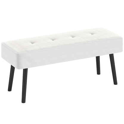 End of Bed Bench with Thick Padding for Entryway, Cream White
