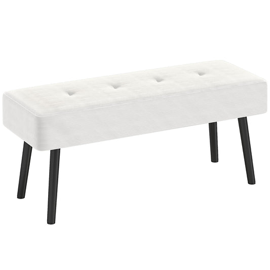 End of Bed Bench with Thick Padding for Entryway, Cream White