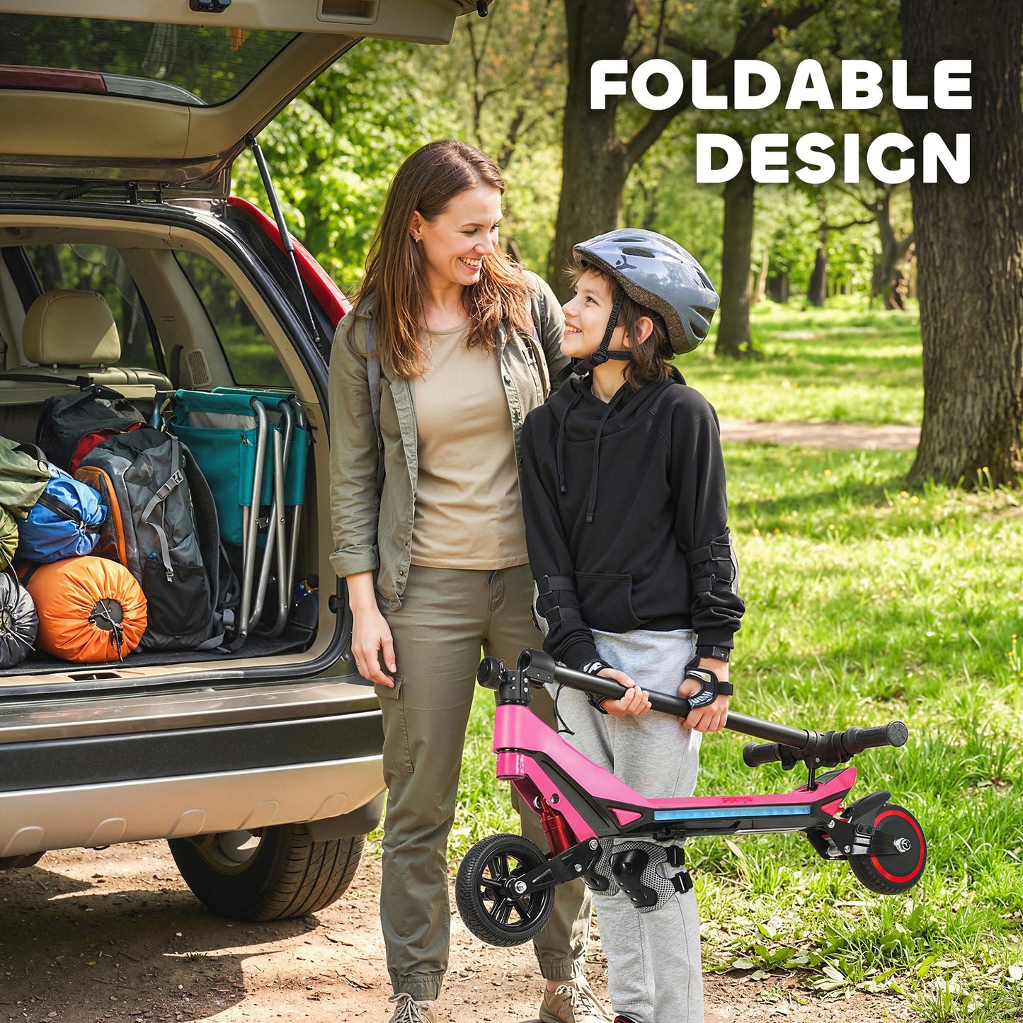 Electric Scooter for Kids, Foldable E Scooter for Age Age 6+ Pink