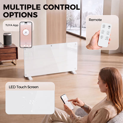 1500W Electric Space Heater Radiator Wifi Smart App, White