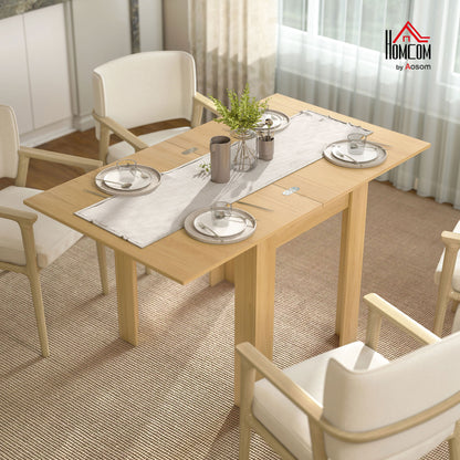 Folding Dining Table for 4-6, Drop Leaf Table, Natural