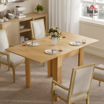 Folding Dining Table for 4-6, Drop Leaf Table, Natural
