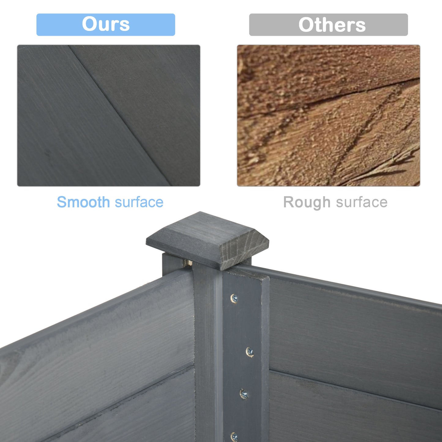 Garden Wooden Planter Flower Raised Bed, Dark Grey