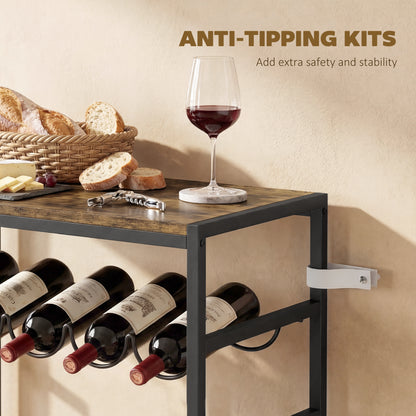30 Bottles Wine Rack, 6 Tier Wine Storage Holder, Rustic Brown