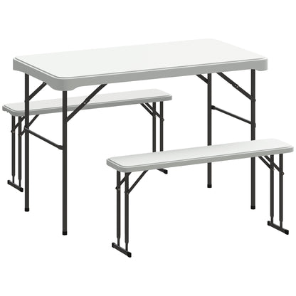 3 Piece Folding Picnic Table and Bench Set w/ Handle, Light Grey
