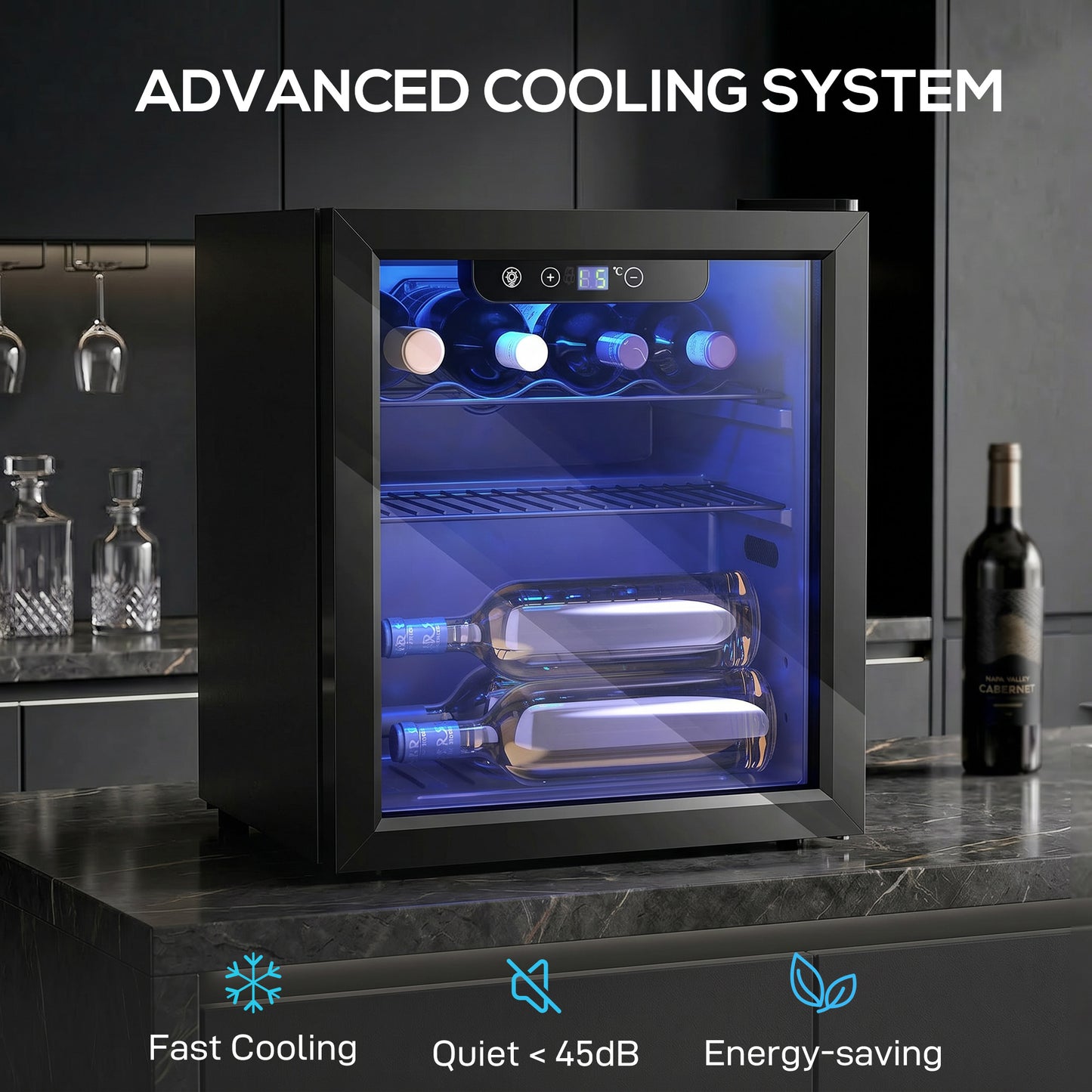 12 Bottle Wine Cooler, 4-16°C Under Counter Drinks Beer Wine Fridge