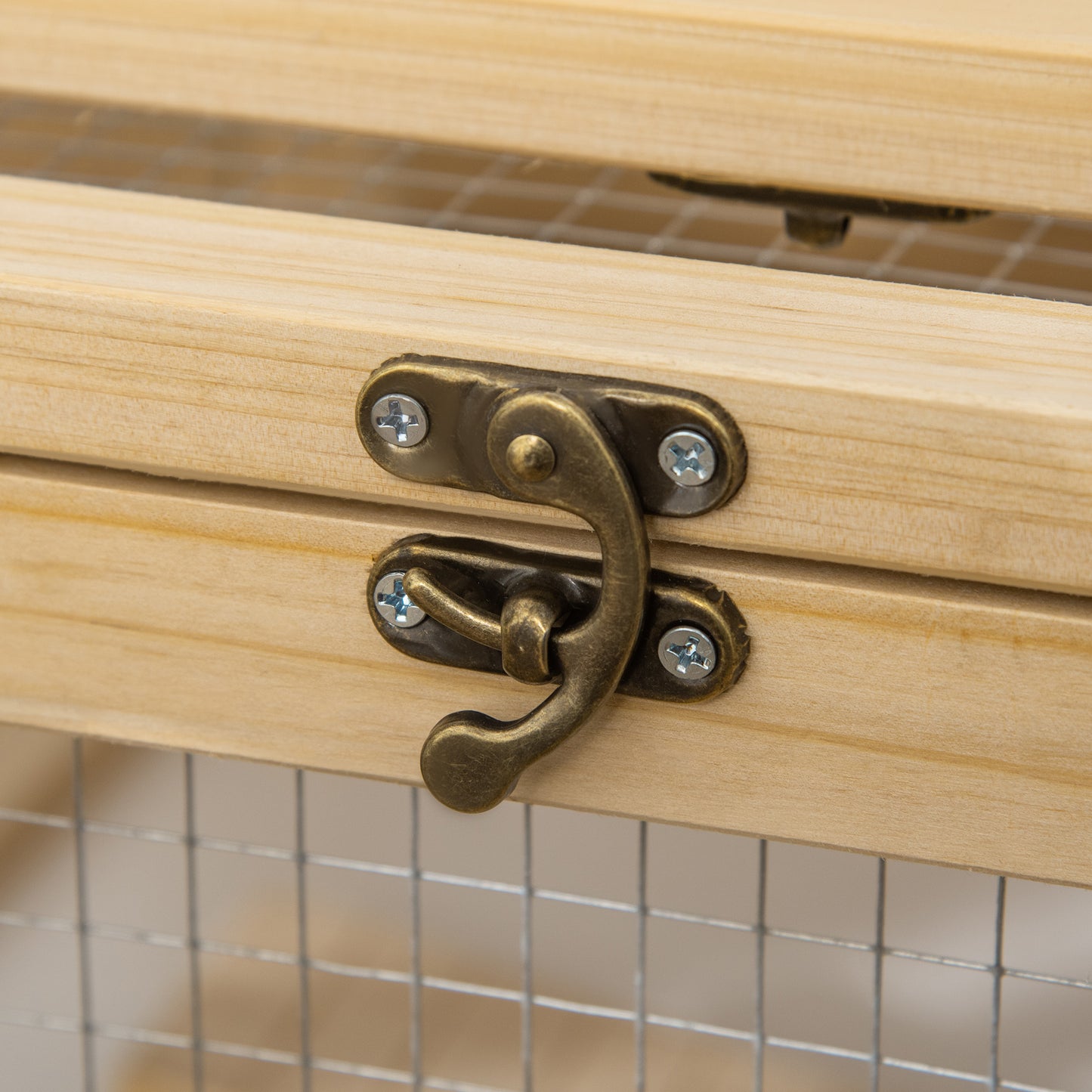 Wooden Hamster Cage w/ Tray, Running Wheel, Seesaw, Ladder - Natural