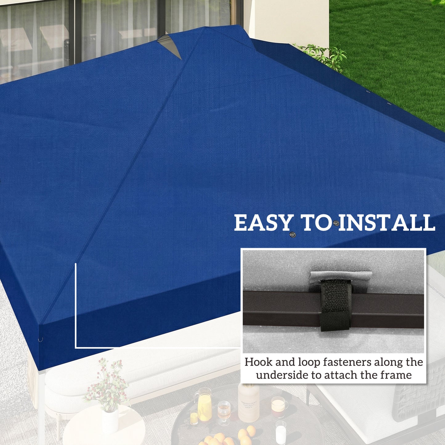Gazebo Roof Replacement UV50+ Waterproof 3x3(m) Blue