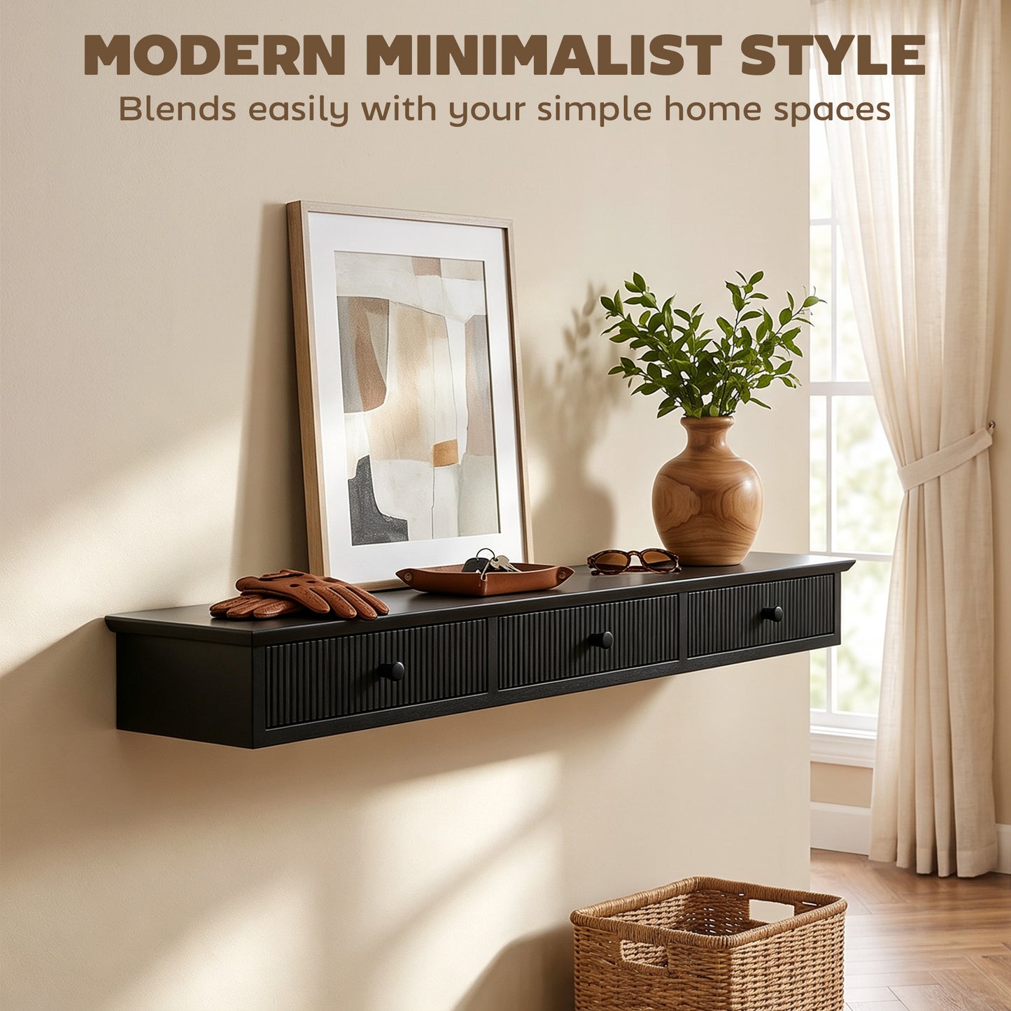 Shelf Wall-Mounted 93 x 15 x 10 cm Black