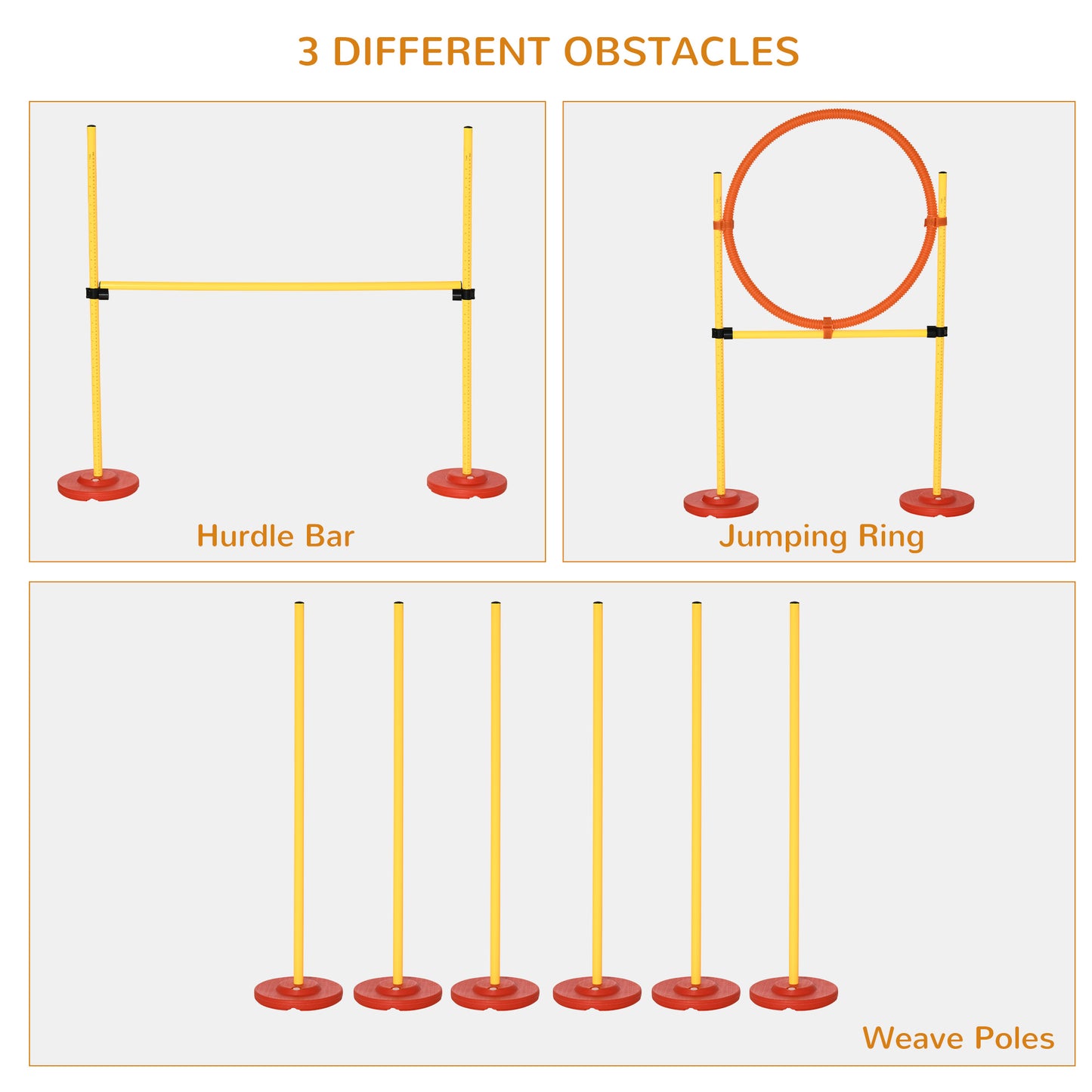 Outdoor 3 PC Dog Pet Agility Training Garden Starter Obstacle Set for Dog