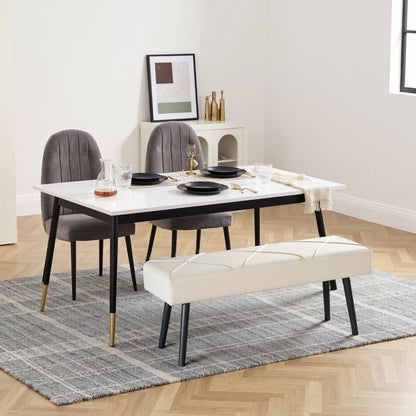 Upholstered Hallway Bench with X-Shape Design and Legs, Cream