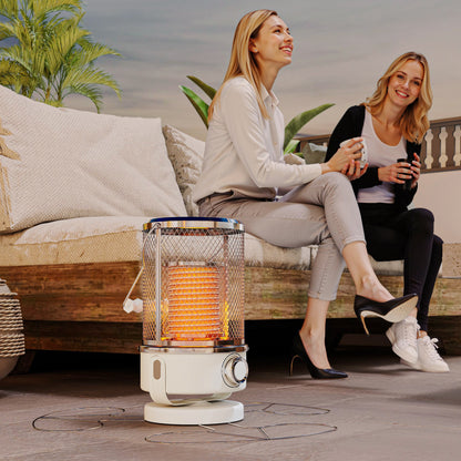 2000W Patio Electric Heater with 10-20㎡ Coverage, Separation Coil, Freestanding Outdoor Infrared Heater with Tip-Over Protection, Overheat Protection, Handle for Indoor and Outdoor Use, White