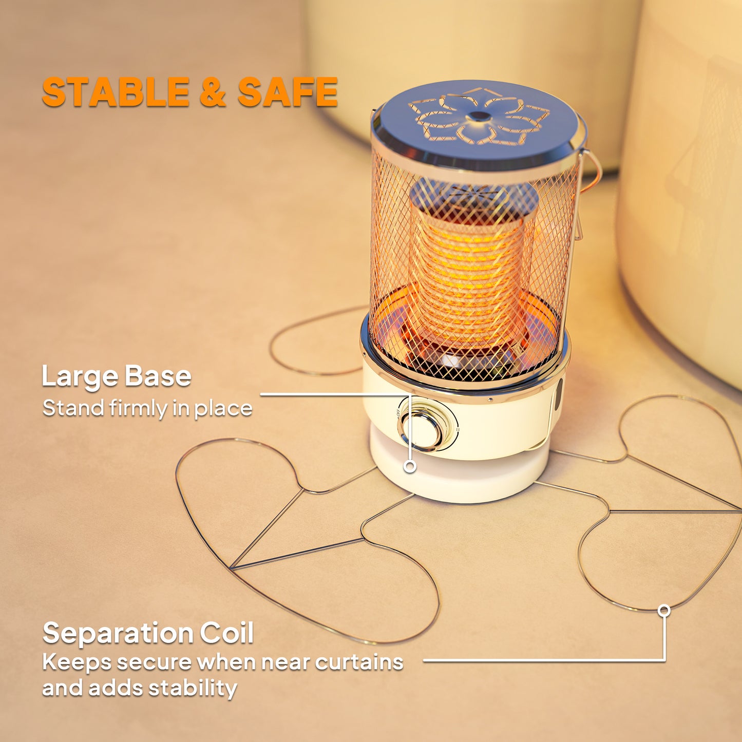 2000W Patio Electric Heater with 10-20㎡ Coverage, Separation Coil, Freestanding Outdoor Infrared Heater with Tip-Over Protection, Overheat Protection, Handle for Indoor and Outdoor Use, White