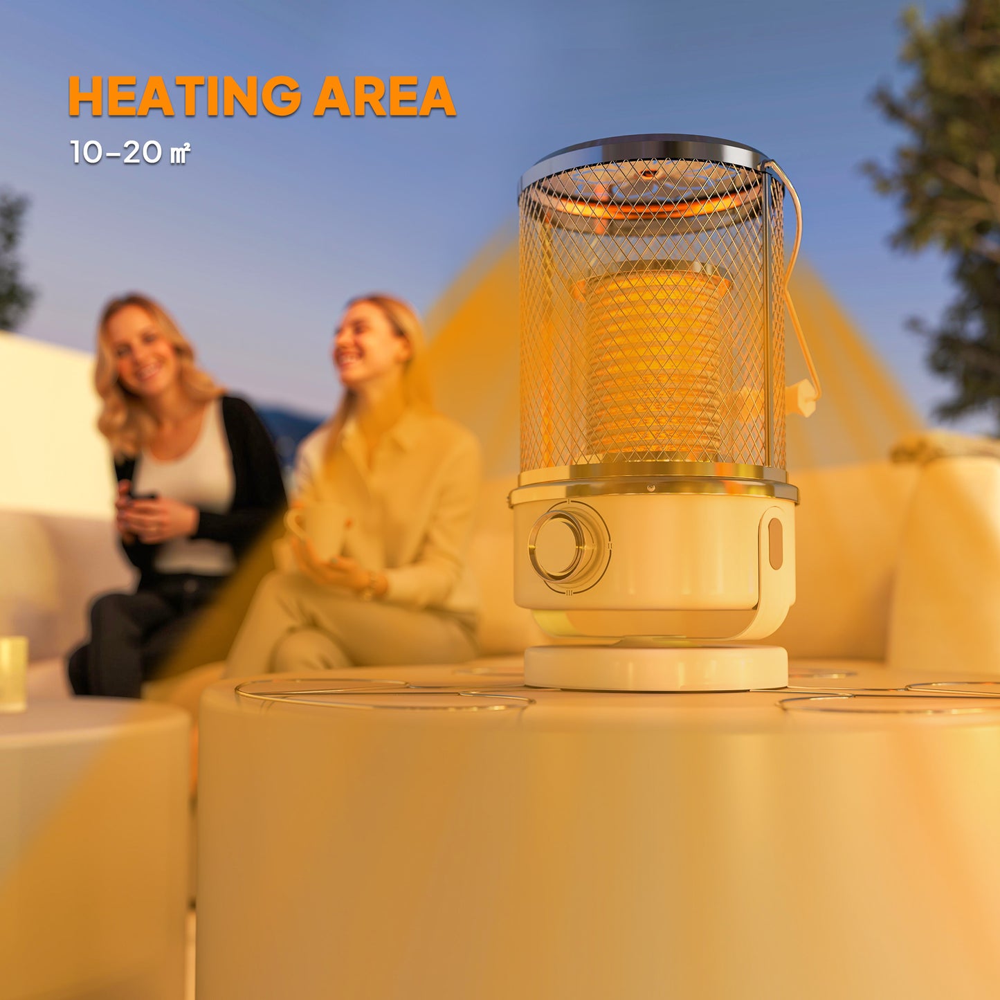 2000W Patio Electric Heater with 10-20㎡ Coverage, Separation Coil, Freestanding Outdoor Infrared Heater with Tip-Over Protection, Overheat Protection, Handle for Indoor and Outdoor Use, White