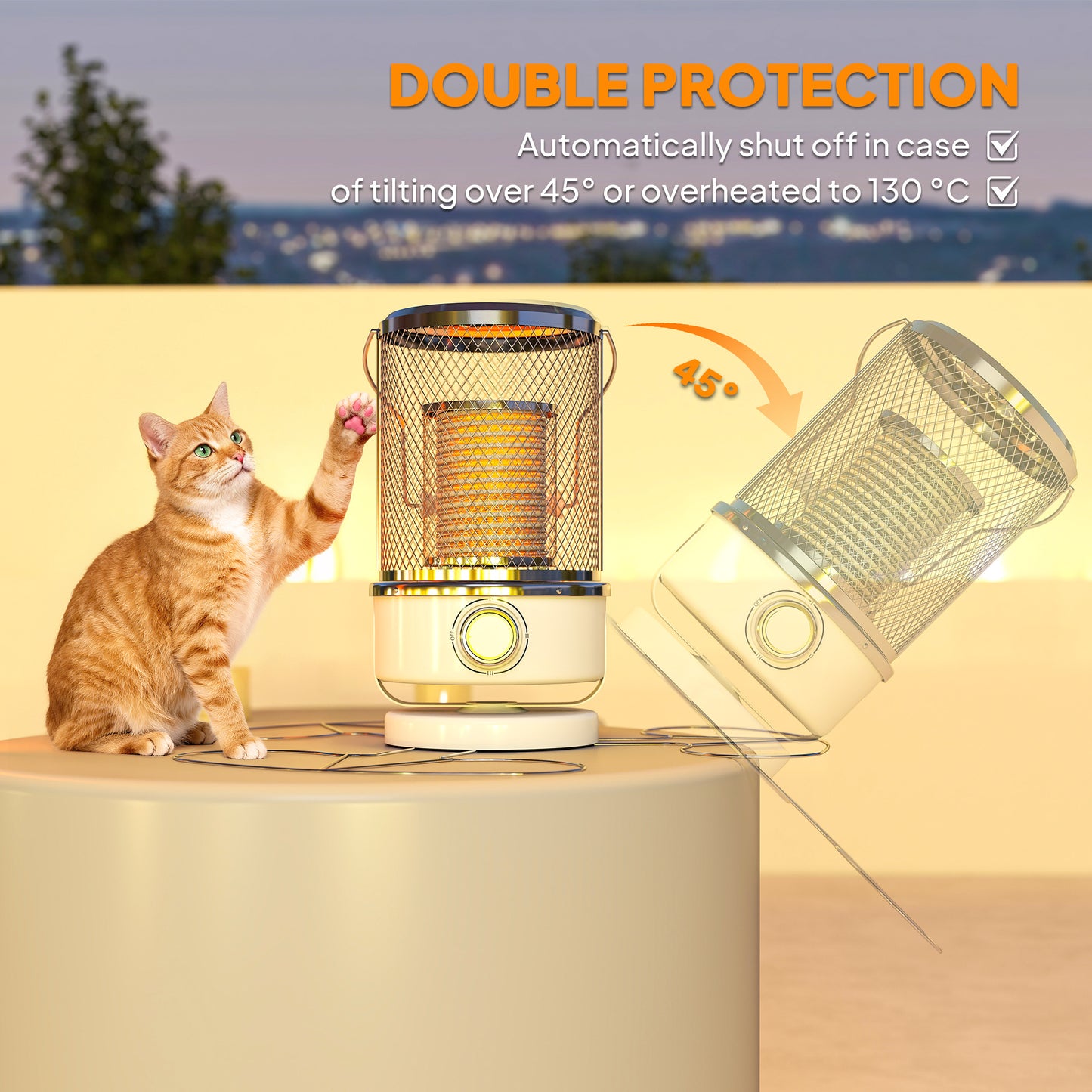 2000W Patio Electric Heater with 10-20㎡ Coverage, Separation Coil, Freestanding Outdoor Infrared Heater with Tip-Over Protection, Overheat Protection, Handle for Indoor and Outdoor Use, White