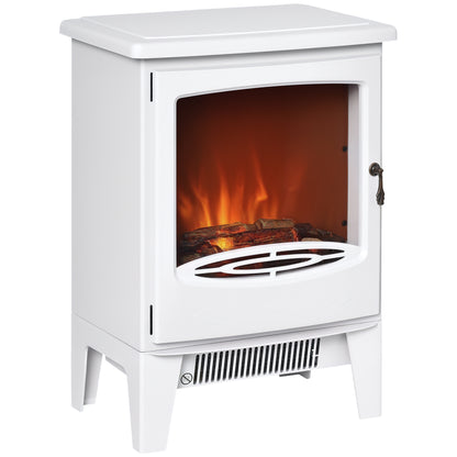Freestanding Electric Fireplace Stove Heater W/ LED Flame Effect White
