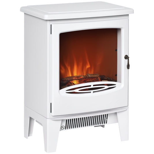 Freestanding Electric Fireplace Stove Heater W/ LED Flame Effect White
