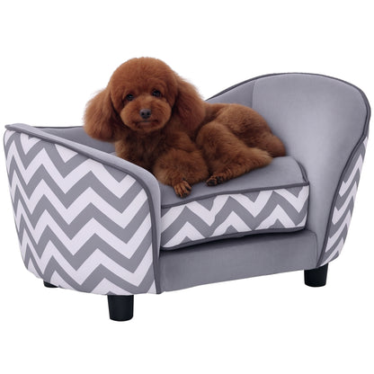 Dog Sofa Pet Couch for XS Dogs w/ Removable Sponge Padded Cushion - Grey