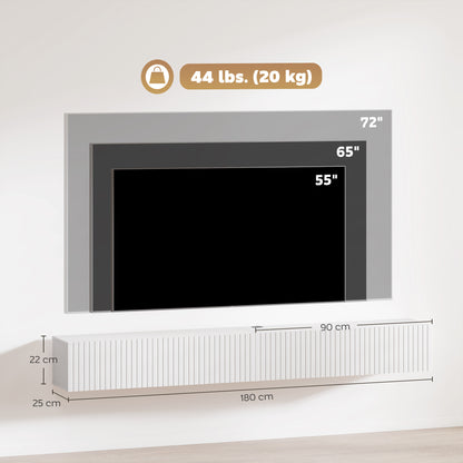 Wall Mount TV Stand Cabinet with Fluted Flip-Down Doors