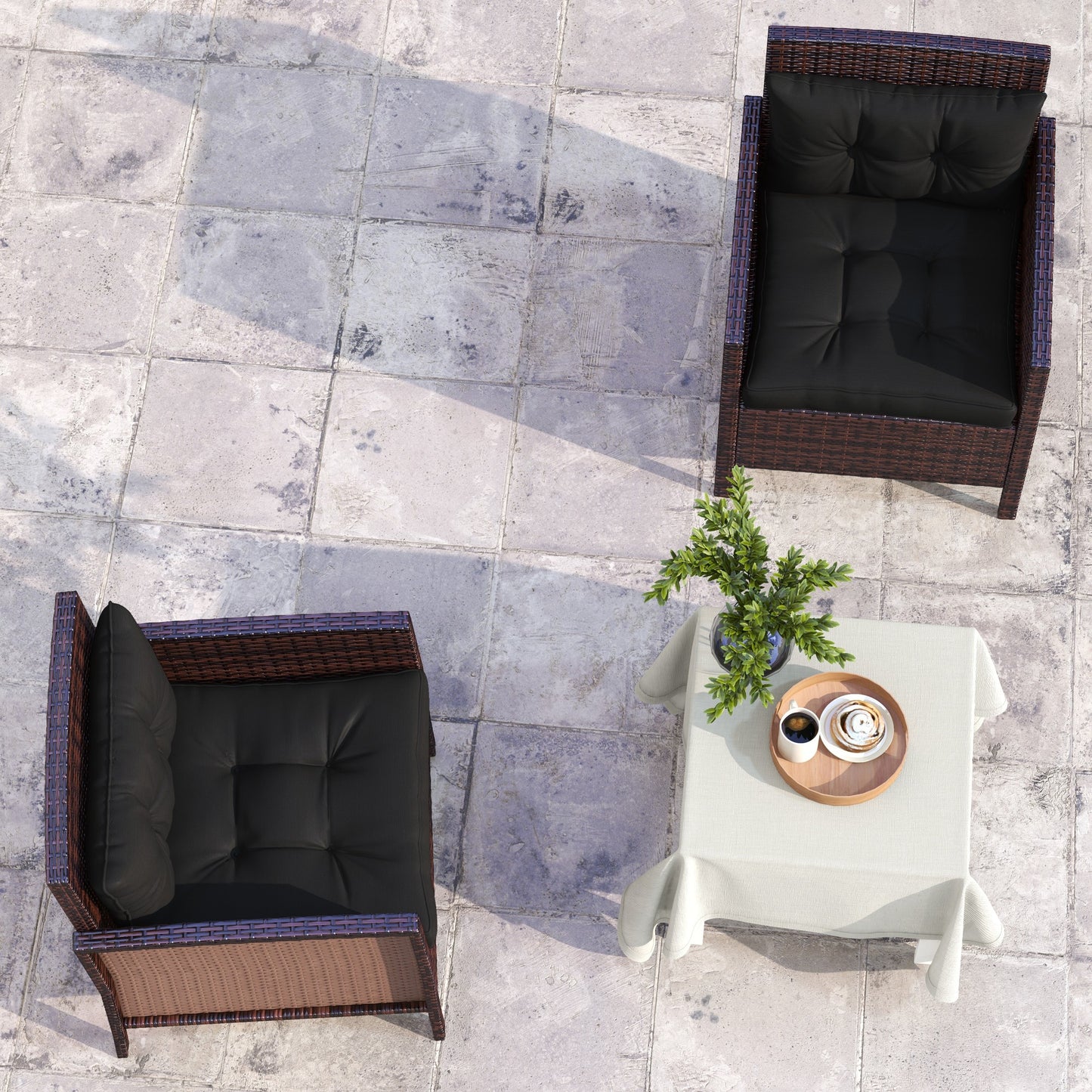 4pc Outdoor Seat Cushions Back Cushions, 60 x 60 x 10cm Water Repellent Seat Pads for Garden Patio Kitchen Office Chairs, Black