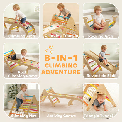 8-in-1 Toddler Climbing Frame, Play Triangle Set, Multicolour