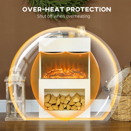 1000W/2000W Electric Fire and Mantel with Remote & Timer, White