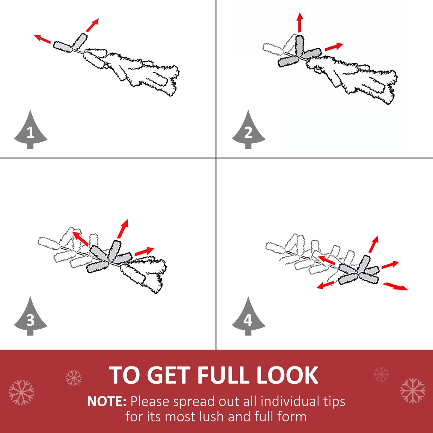 6ft Pre-Lit Christmas Tree Artificial Spruce Xmas Tree Warm White LED Holiday Décor with Metal Stand