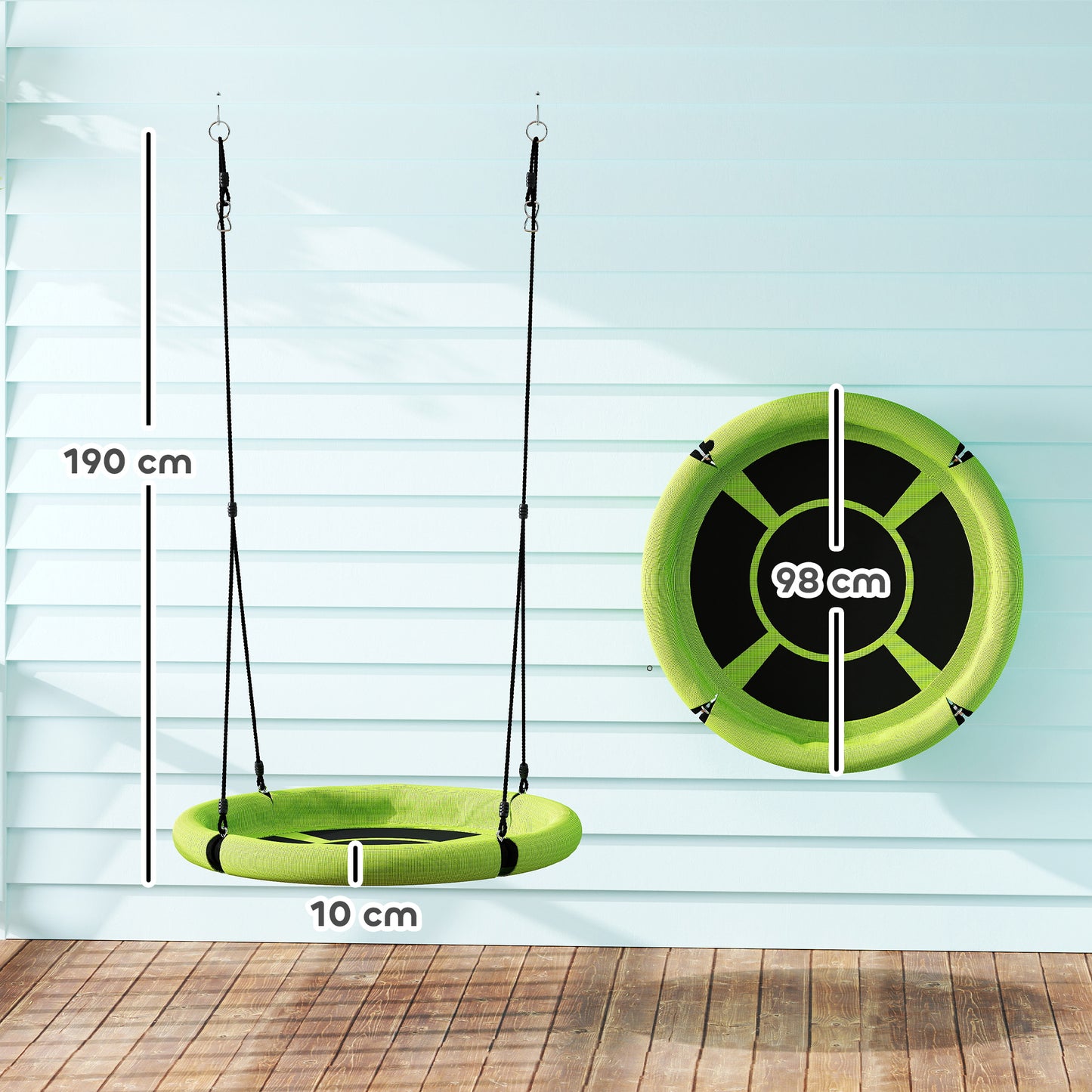 Nest Swing Seat, 100 cm Saucer Tree Swing Set for Kids, Green