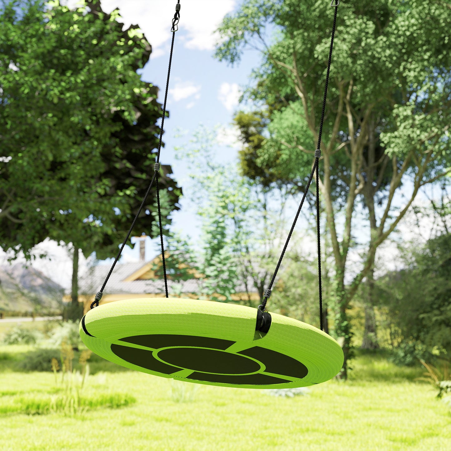 Nest Swing Seat, 100 cm Saucer Tree Swing Set for Kids, Green
