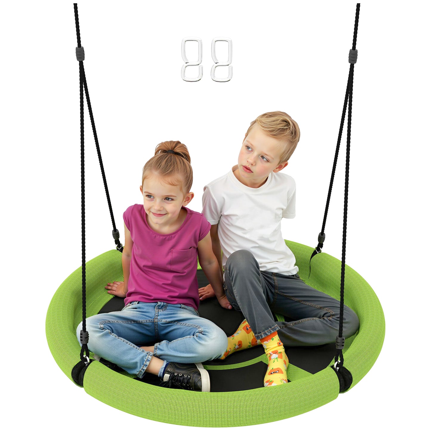 Nest Swing Seat, 100 cm Saucer Tree Swing Set for Kids, Green