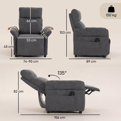 Recliner Armchair, Manual Recliner Chair, Massage & Heat, Dark Grey