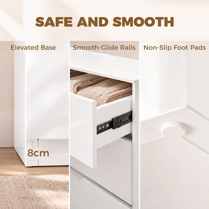 High Gloss 4-Drawer Chest of Drawers with Smooth Runners, White