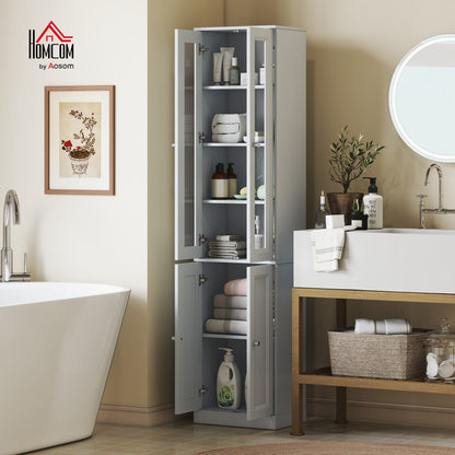 Tall Bathroom Storage Cabinet, 6-Tier Bathroom Cabinet, Dusty Blue