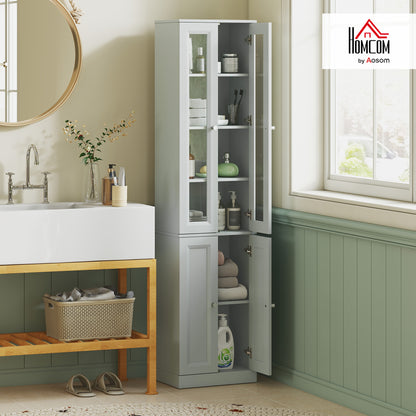 Tall Bathroom Storage Cabinet, 6-Tier Bathroom Cabinet, Dusty Blue