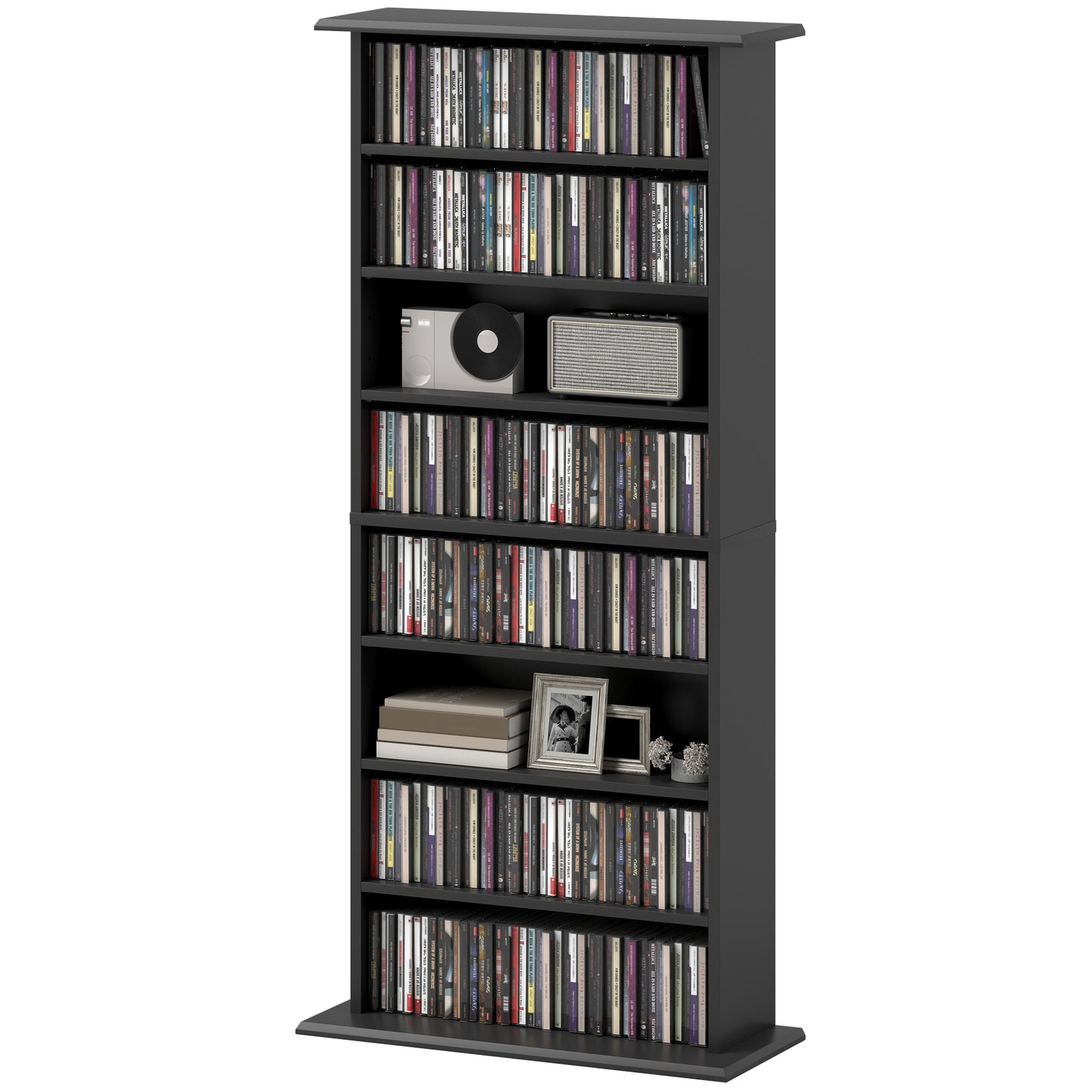 CD Storage Unit DVD Tower Blu-ray Storage Shelf for Living Room Black
