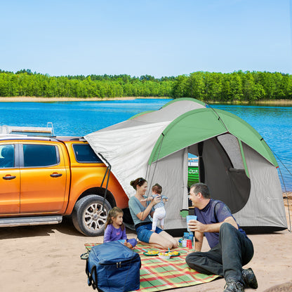 SUV Car Tent for Camping, Waterproof PU2000mm, 5 Man Tailgate Tent, for SUV Van Pickup, 2.4 x 2.1 m, Grey and Green