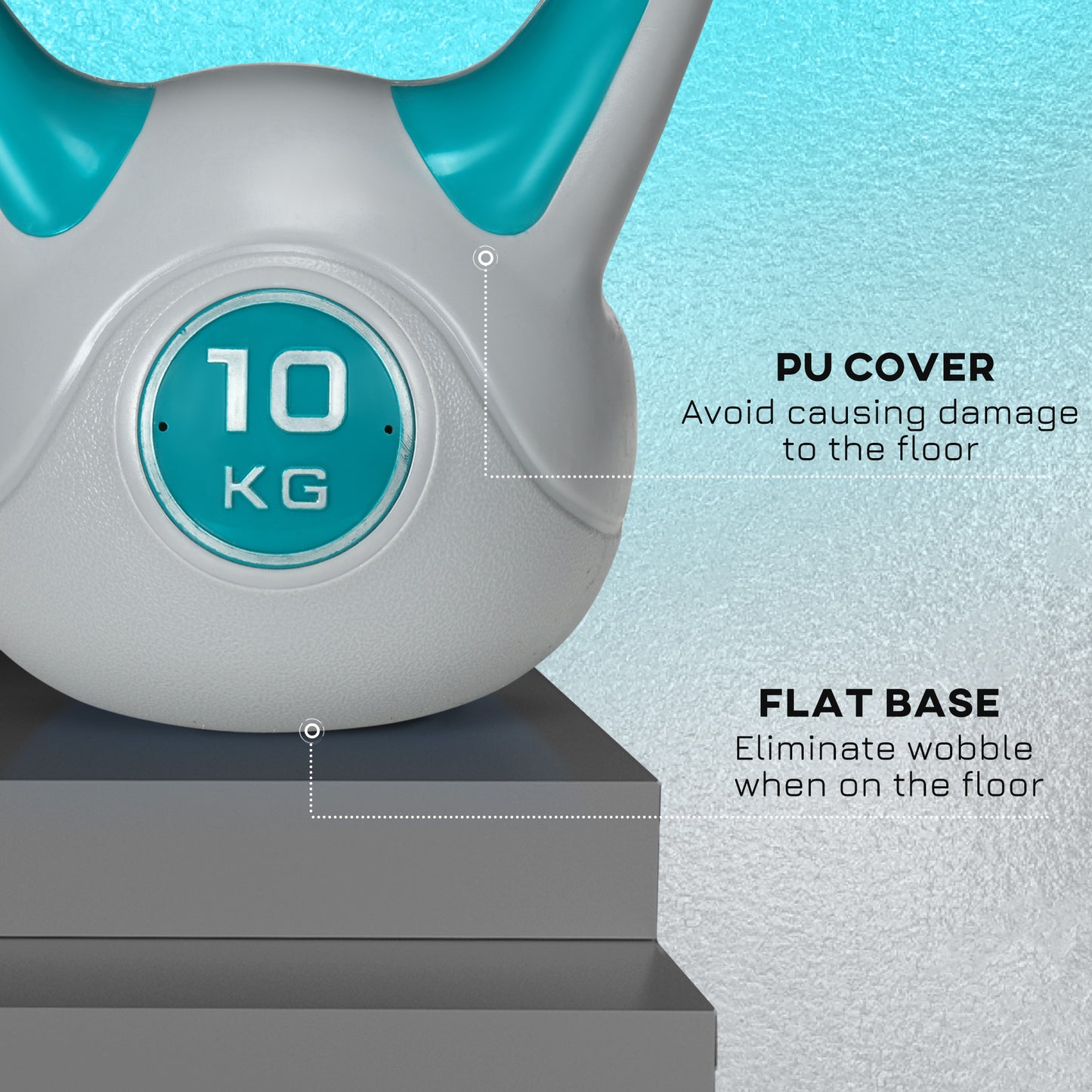 10kg Kettle Bell with Handle for Home Gym, Light Blue and Grey