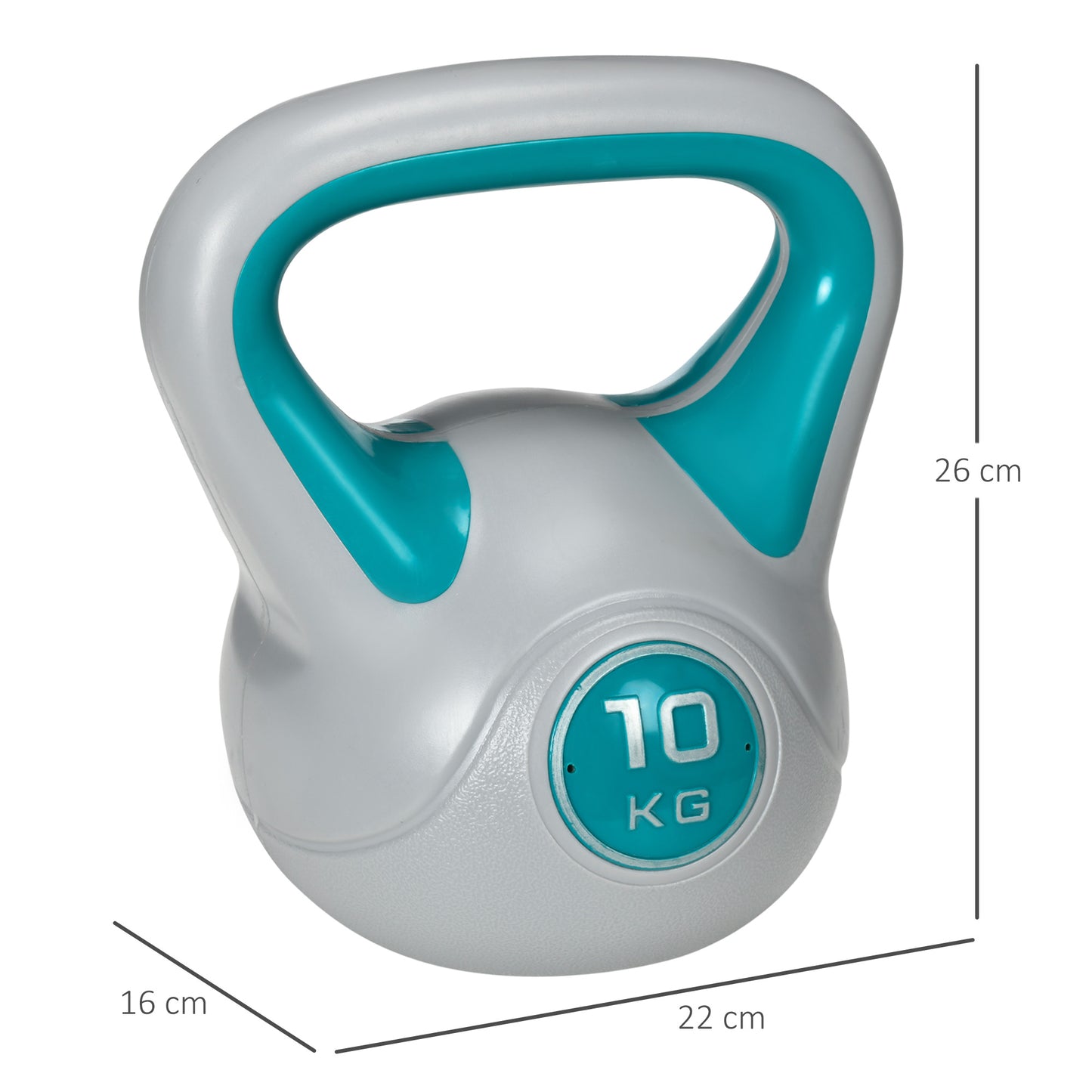 10kg Kettle Bell with Handle for Home Gym, Light Blue and Grey