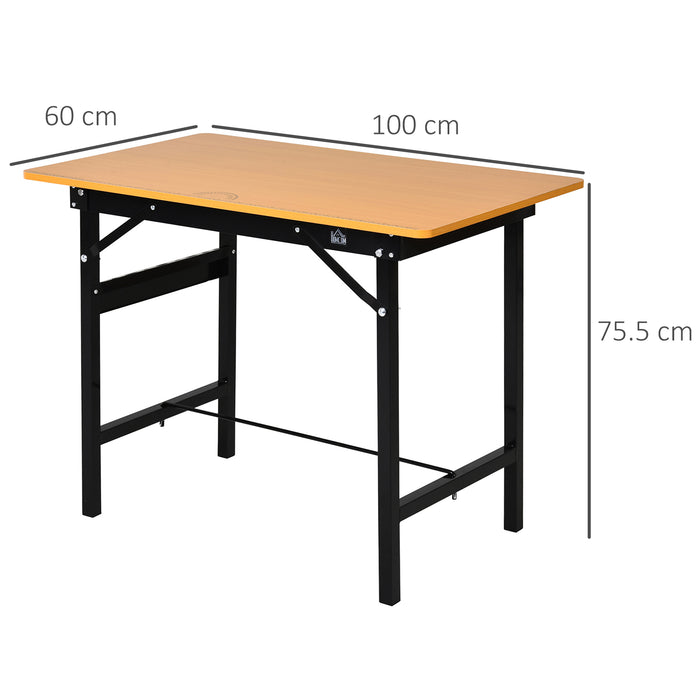 Foldable Garage Work Bench, Craft Table MDF Workstation, Heavy-duty Steel Frame with Ruler, Protractor