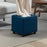 Square Footstool Small Ottoman with Wood Legs for Bedroom Blue