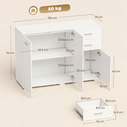 Modern Sideboard Kitchen Storage Cabinet, White