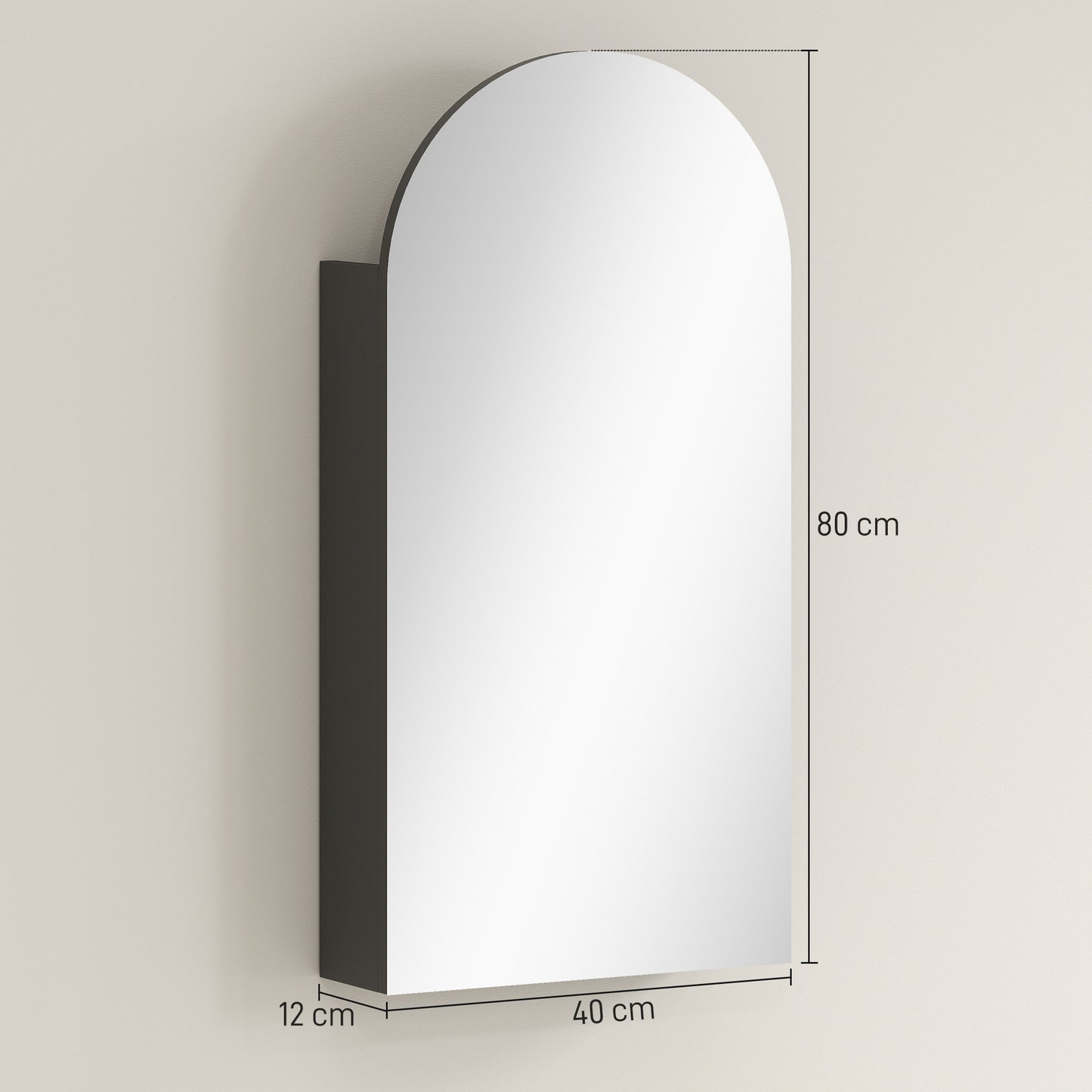 Bathroom Mirror Cabinet with Adjustable Glass Shelves, Black