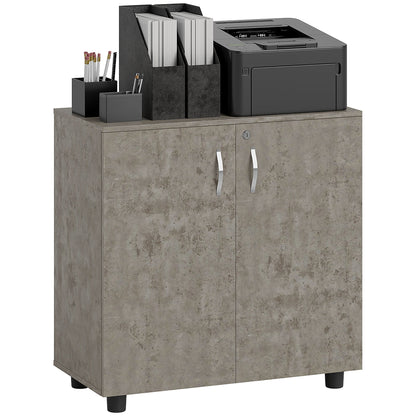 2-Tier Locking Filing Cabinet Office Storage Cabinet, Grey