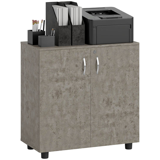 2-Tier Locking Filing Cabinet Office Storage Cabinet, Grey