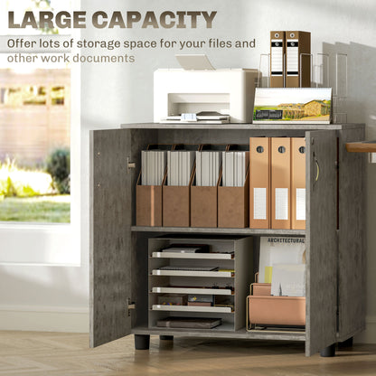 2-Tier Locking Filing Cabinet Office Storage Cabinet, Grey