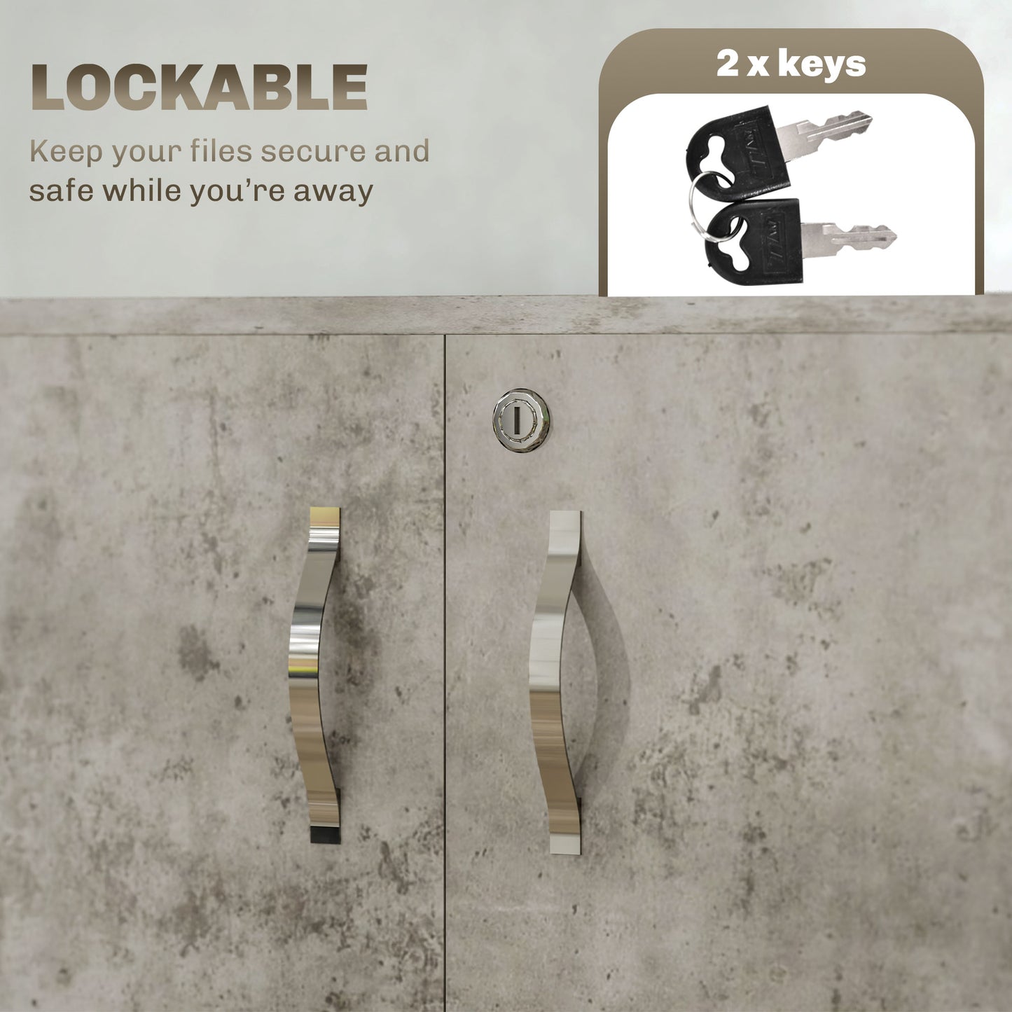 2-Tier Locking Filing Cabinet Office Storage Cabinet, Grey